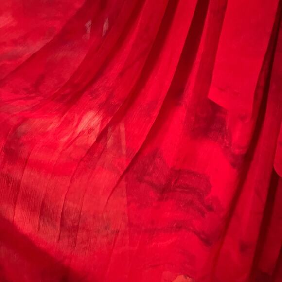 Calvin Klein Romantic Floral Tie Dye Flowy Belted Boho Sleeved Maxi Dress Size 4 - Picture 6 of 7